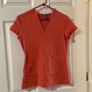 Ann Taylor Hooded V-Neck Short Sleeve Top